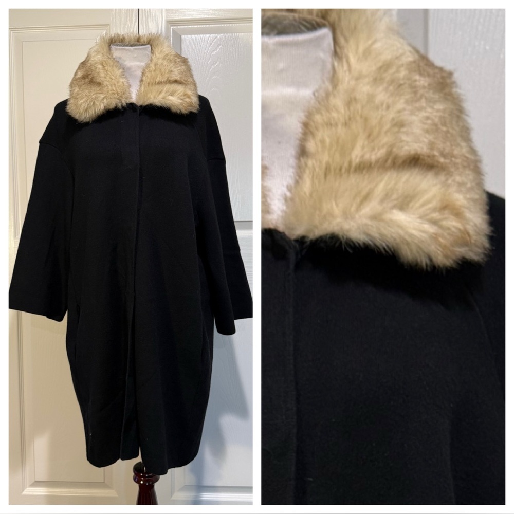 Catharine Maladrino sweater coat with fur collar